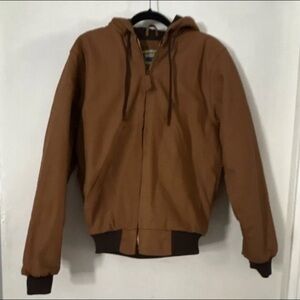 Men's Brown Bomber Jacket with Hood